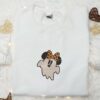Cute Minnie Ghost Embroidered Shirt, Disney Halloween Embroidered Shirt, Best Halloween Gifts for Family