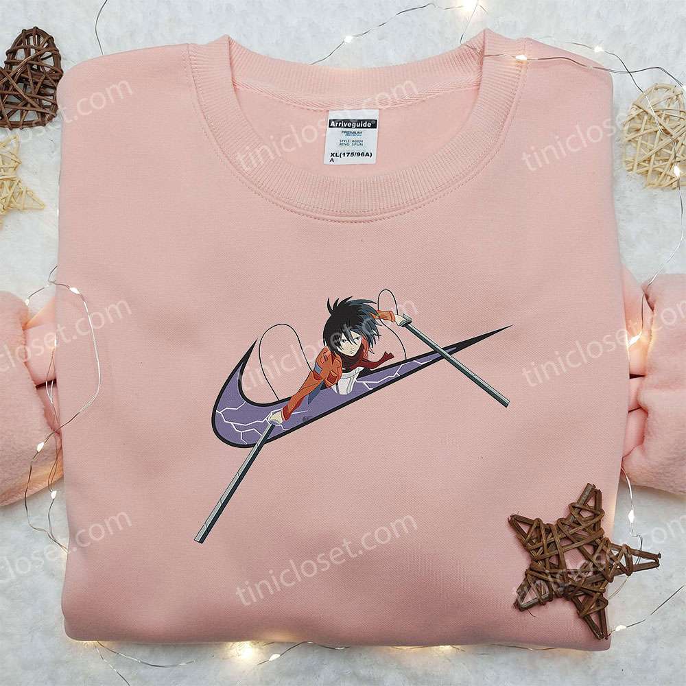 Nike Swoosh x Mikasa Ackerman Embroidered Shirt Attack on Titan Levi Embroidered Shirt Cool Anime Clothing 2