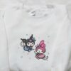 Kuromi and My Melody Witches Embroidered Hoodie, Cute Halloween Embroidered Sweatshirt, Best Gifts for Daughter