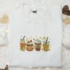 Pumpkins Spice Drink Embroidered Shirt, Halloween Embroidered Shirt, Unique Gifts for Family