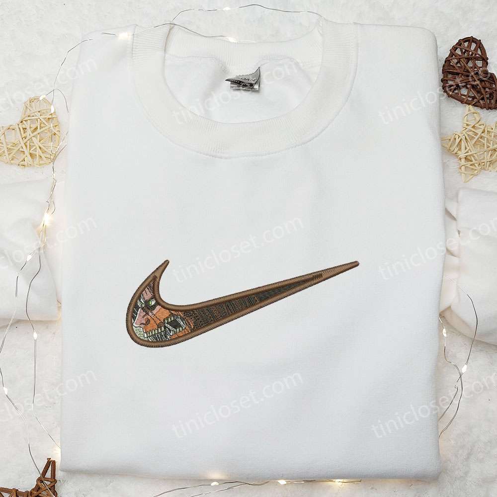 Eren Yeager Titan x Nike Swoosh Embroidered Hoodie Attack on Titan Embroidered Shirt Nike Inspired Embroidered Shirt 3 1