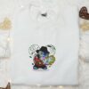 Freddy Krueger x Stitch Doll Disney Embroidered Sweatshirt, Silhouette Horror Movies Embroidered Hoodie, Disney Halloween Embroidered Shirt