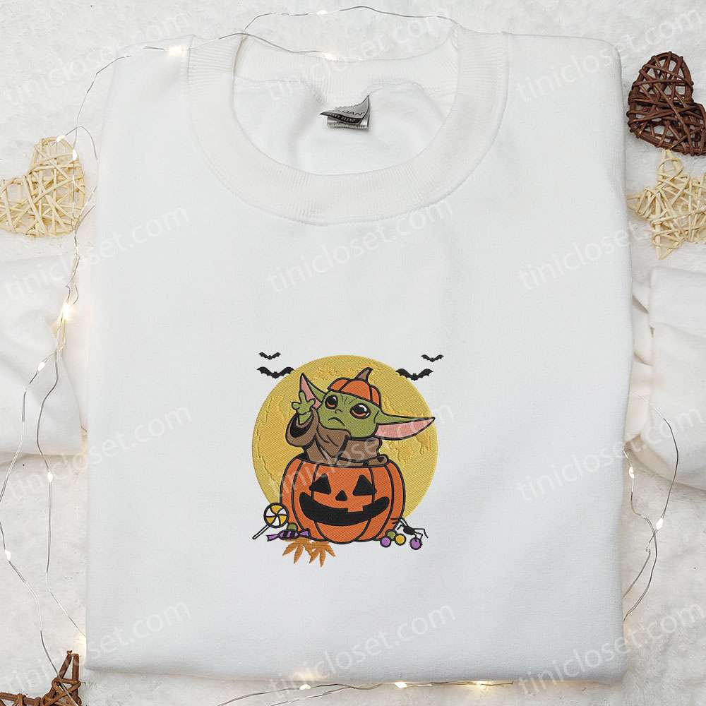 Halloween Baby Yoda Embroidered Shirt Cute Halloween Embroidered Shirt Best Halloween Shirt Ideas 1 2