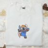 Halloween Chucky Stitch Embroidered Sweatshirt, Disney Halloween Embroidered Shirt, Funny Halloween Embroidered T-shirt