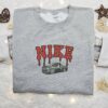 Leatherface Truck x Nike Movie Embroidered Shirt, Custom Nike Embroidered Shirt, Best Halloween Gift Ideas