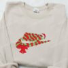 Christmas Wreath Embroidered Sweatshirt, Nike Inspired Embroidered Shirt, Best Christmas Gift Ideas