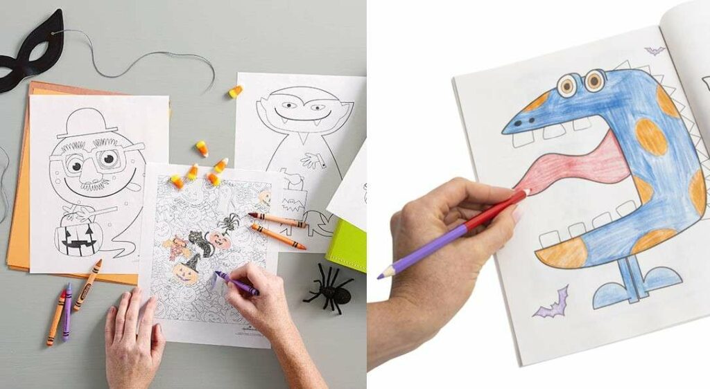 Coloring Halloween-themed books