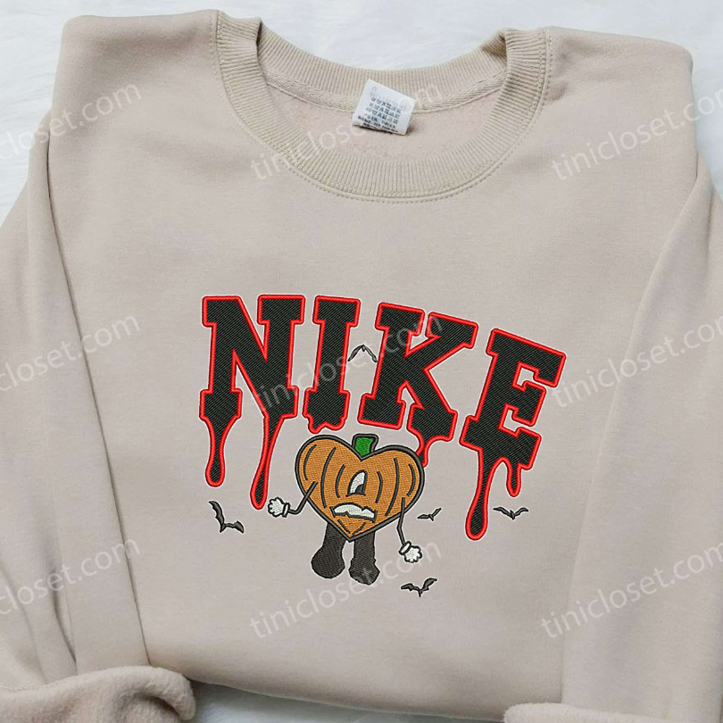 Bad Bunny Pumkin Halloween x Nike Embroidered Shirt, Nike Embroidered Shirt, Weeknd Embroidered Shirt