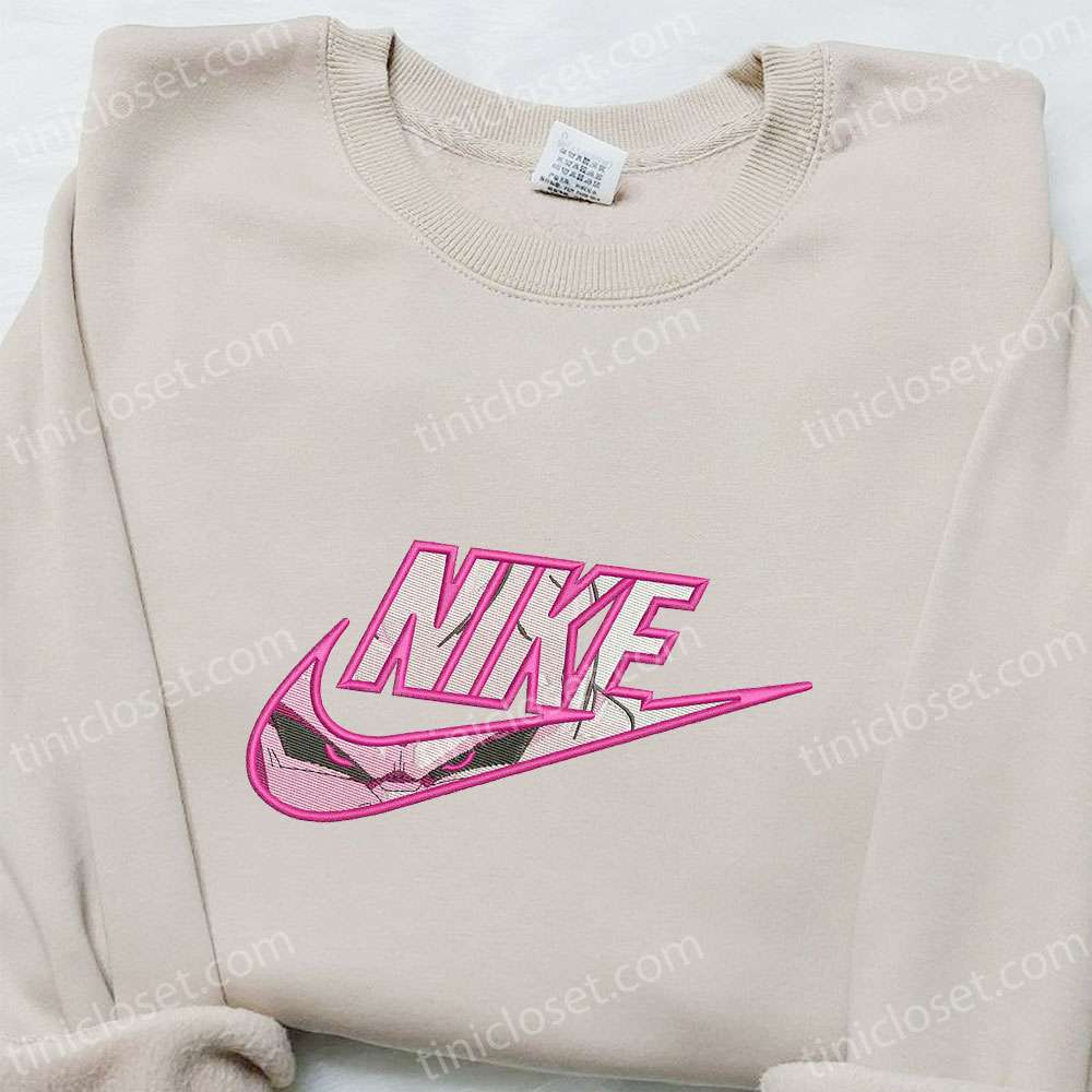 Majin Buu x Nike Anime Embroidered Shirt, Dragon Ball Embroidered Shirt, Nike Inspired Embroidered Shirt