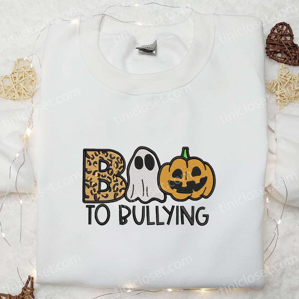 Boo To Bullying Pumpkin Embroidered Shirt Halloween Embroidered Shirt Best Halloween Gift Ideas 1