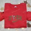 Mickey Mouse Candy Cane Xmas Embroidered Sweatshirt, Nike Inspired Embroidered Shirt, Best Christmas Gift Ideas