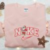 Santa Claus x Nike Embroidered Hoodie, Christmas Embroidered Sweatshirt, Custom Embroidered Hoodie