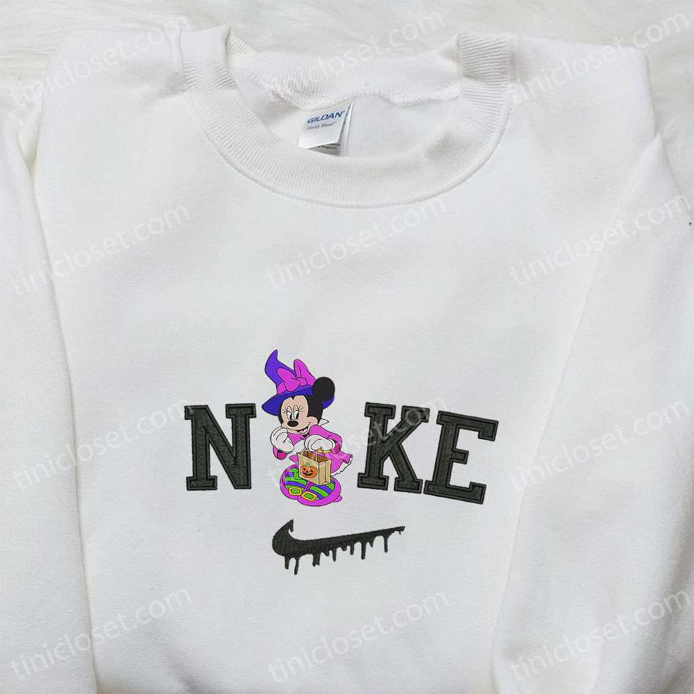 Nike x Minnie Witch Halloween Embroidered Shirt, Disney Characters Embroidered Sweatshirt, Best Gifts for Family