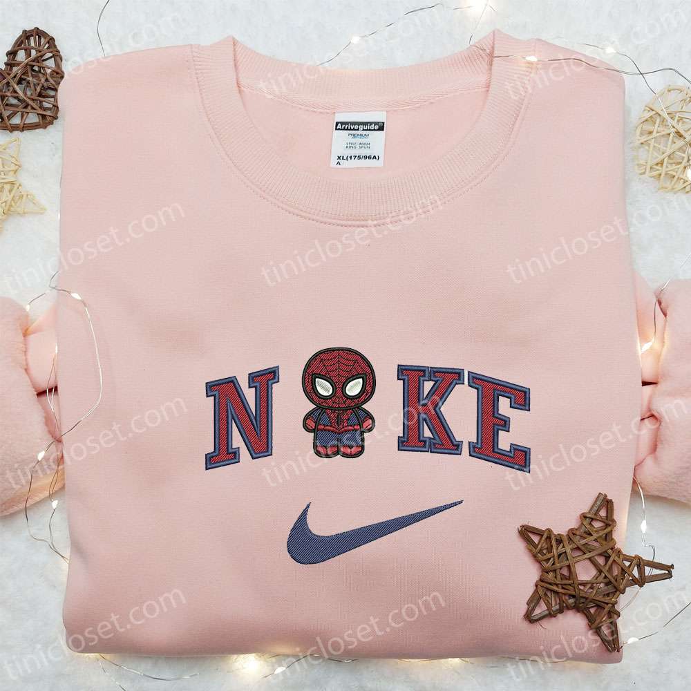 Nike x Chibi Spider-Man Movie Embroidered Hoodie, Marvel Universe Embroidered Hoodie, Custom Nike Embroidered T-shirt