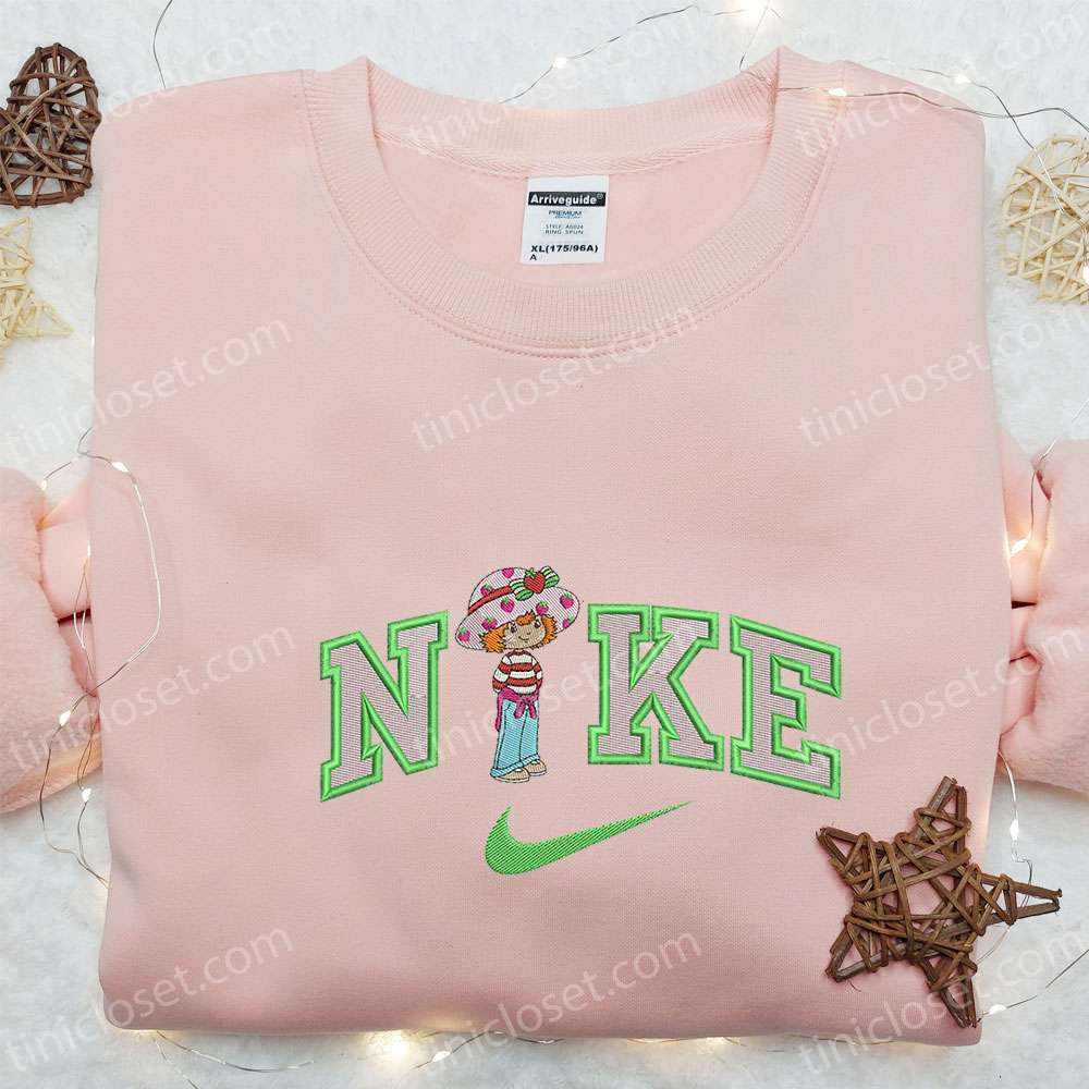 Strawberry Shortcake x Nike Cartoon Embroidered Sweatshirt, Nike Inspired Embroidered Hoodie, Best Gift Ideas for Family