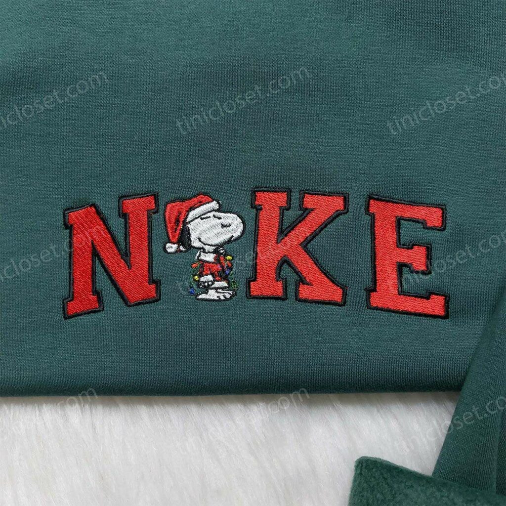 Christmas Snoopy Nike Embroidered Shirt 3