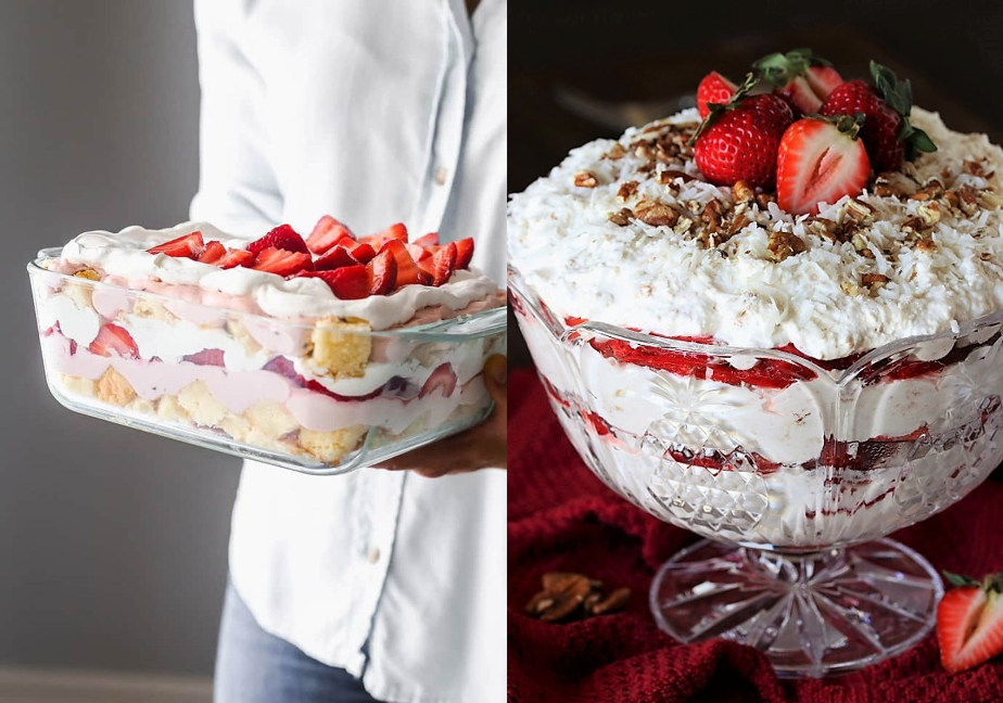 Strawberry holiday punch bowl cakes