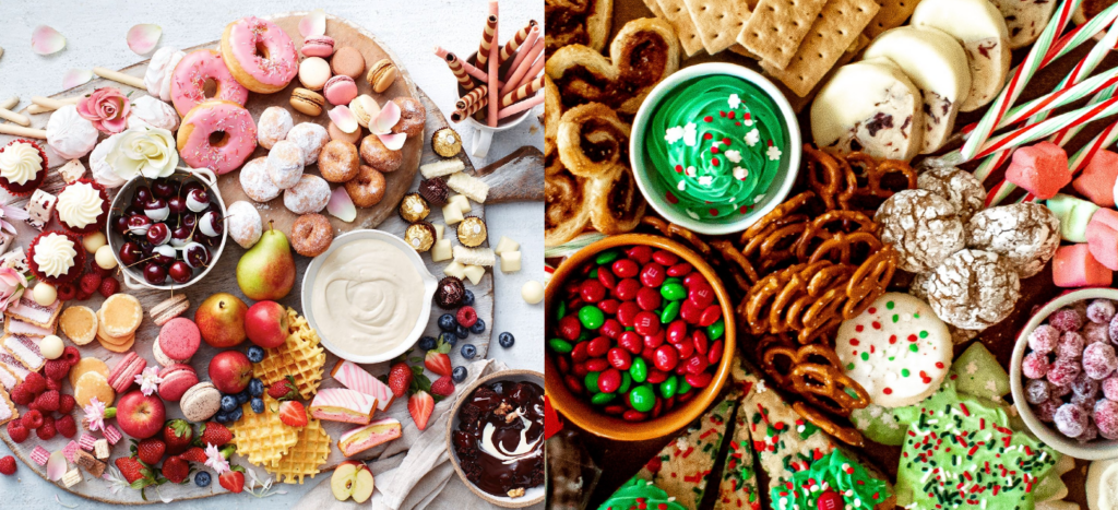 Aesthetic holiday dessert platters