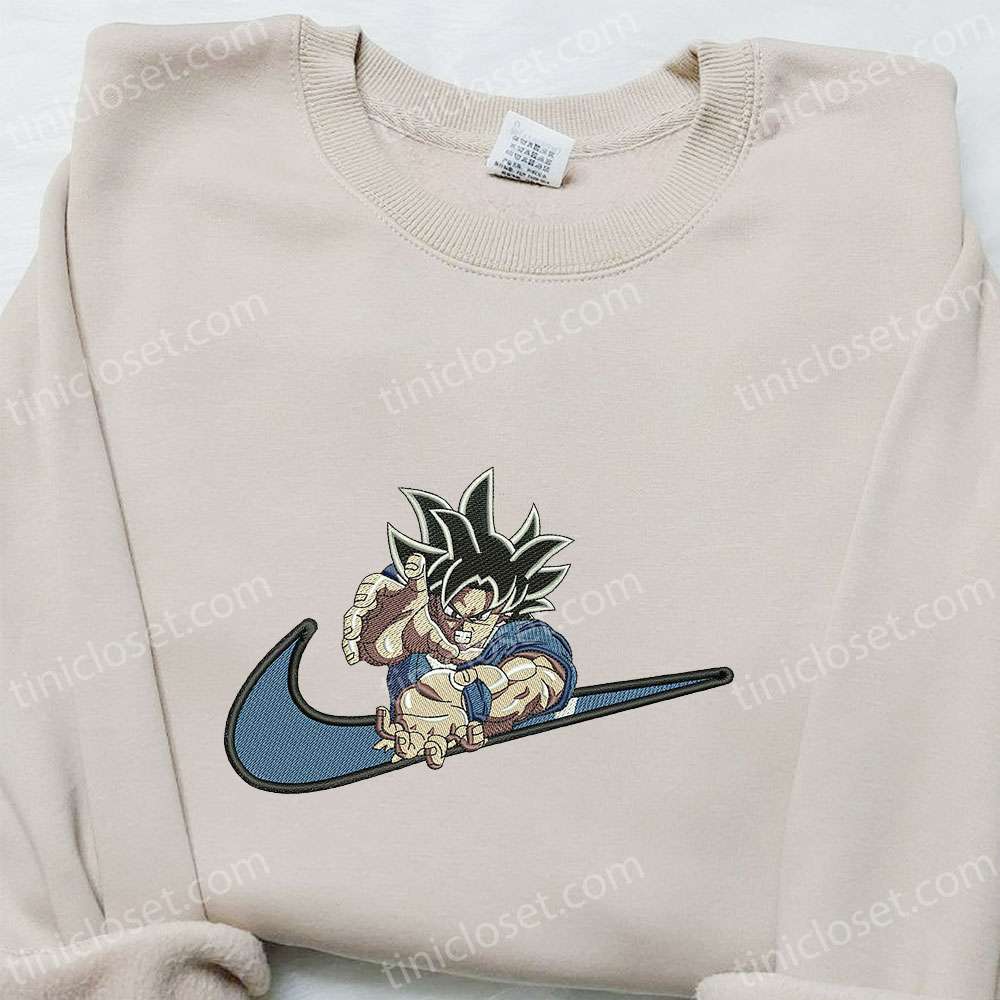 Swoosh x Goku Kameha Anime Embroidered Hoodie, Dragon Ball Embroidered Shirt, Cool Anime Clothing