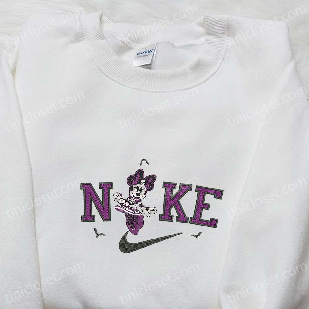 Nike x Halloween Minnie Embroidered Shirt, Disney Halloween Embroidered Shirt, Nike Inspired Embroidered Shirt