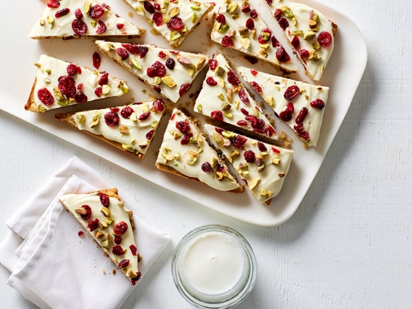 White chocolate cranberry blondies