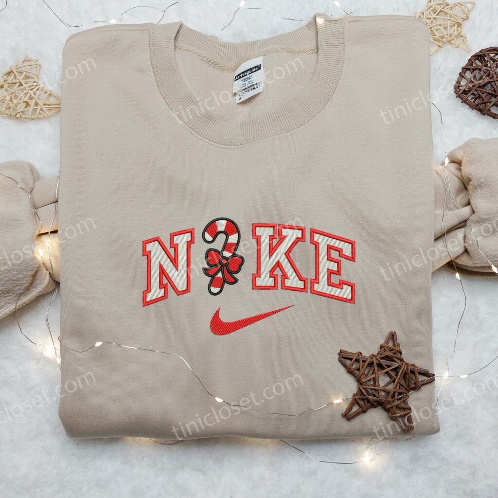 Candy Cane x Nike Embroidered Shirt Nike Embroidered Shirt Christmas Embroidered Shirt 1