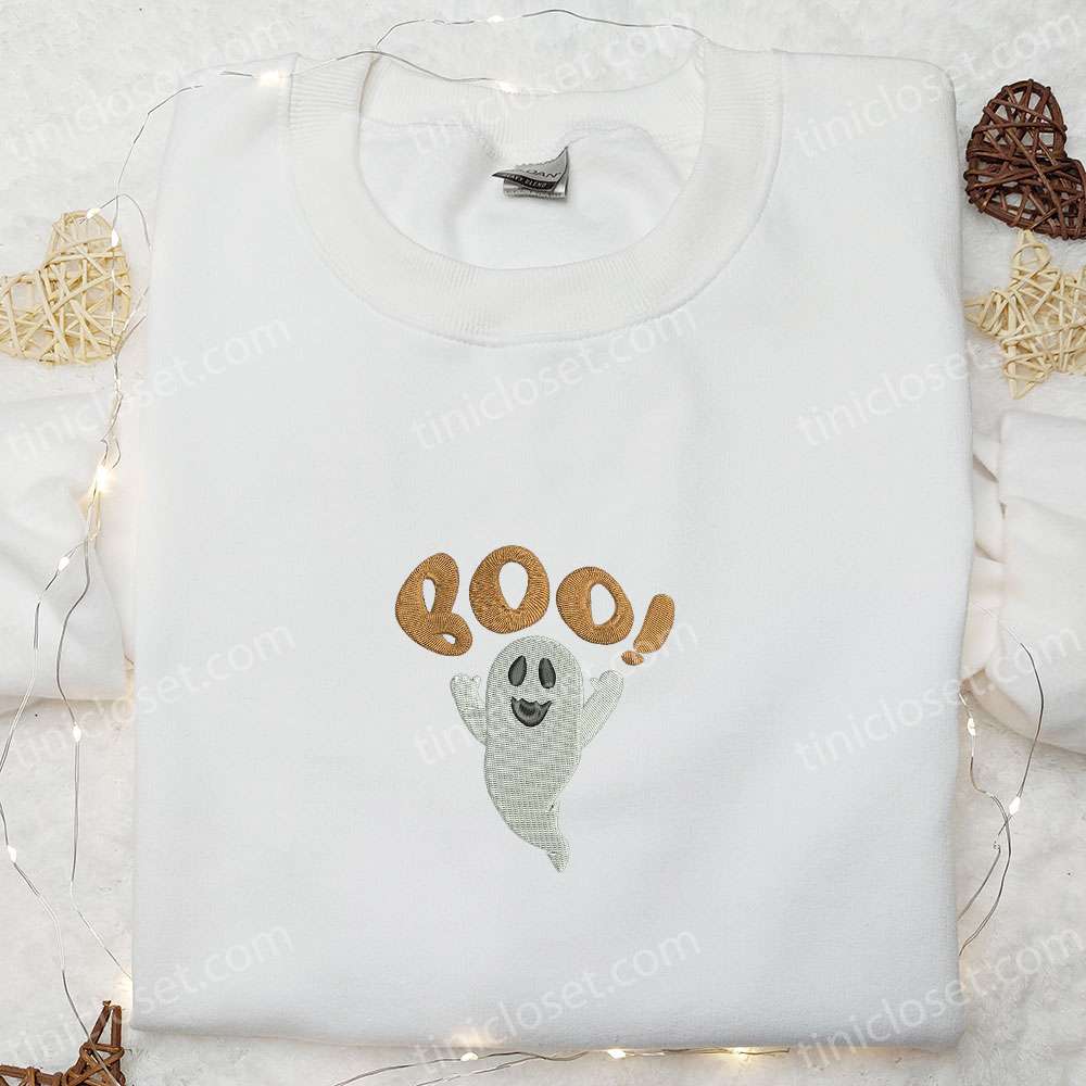 Boo Ghost Embroidered Shirt Halloween Embroidered Shirt Best Halloween Gifts for Family 1