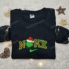 Grinch Head Embroidered Sweatshirt, Movie Embroidered Shirt, Best Christmas Gift Ideas for Family