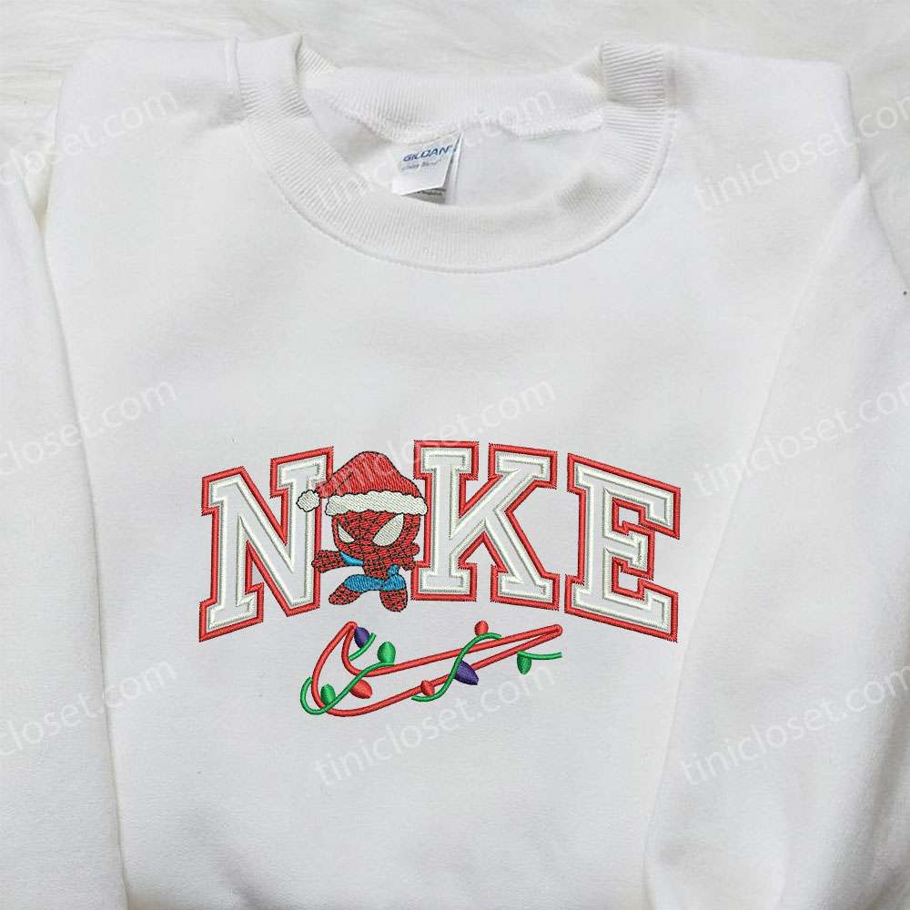 Chibi Spider Man Xmas x Nike Embroidered Sweatshirt Nike Inspired Embroidered Shirt Best Christmas Gift Ideas 2