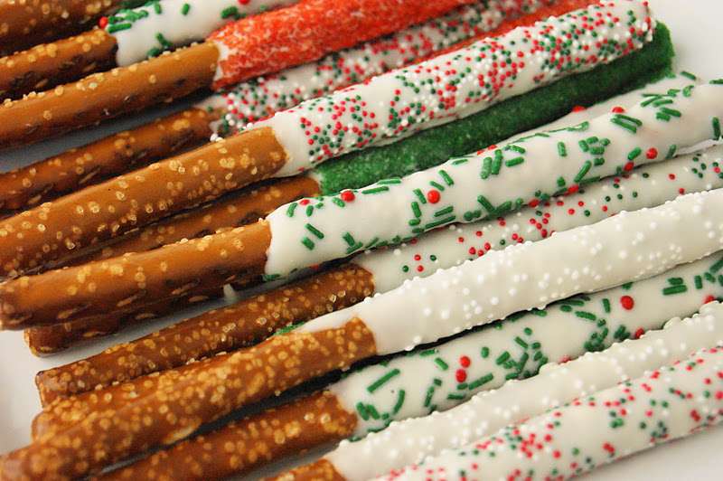 Chocolate Dipped Christmas Pretzels