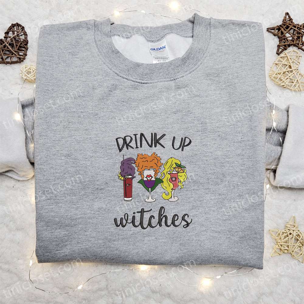 Drink Up Witches Embroidered Shirt Halloween Embroidered Shirt Unique Gifts for Family 5