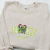 Baby Grinch and Jack x Nike Christmas Embroidered Sweatshirt, Movie Christmas Embroidered Shirt, Best Christmas Gift Ideas