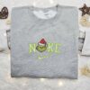 Grinch Head Santa Christmas Embroidered Sweatshirt, Movie Christmas Embroidered Shirt, Best Christmas Gift Ideas