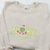 Grinch Santa Shocked Christmas Embroidered Sweatshirt, Movie Christmas Embroidered Shirt, Best Christmas Gift Ideas