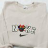 Christmas Minnie Mouse Head Embroidered Sweatshirt, Christmas Embroidered Shirt, Best Christmas Gift Ideas