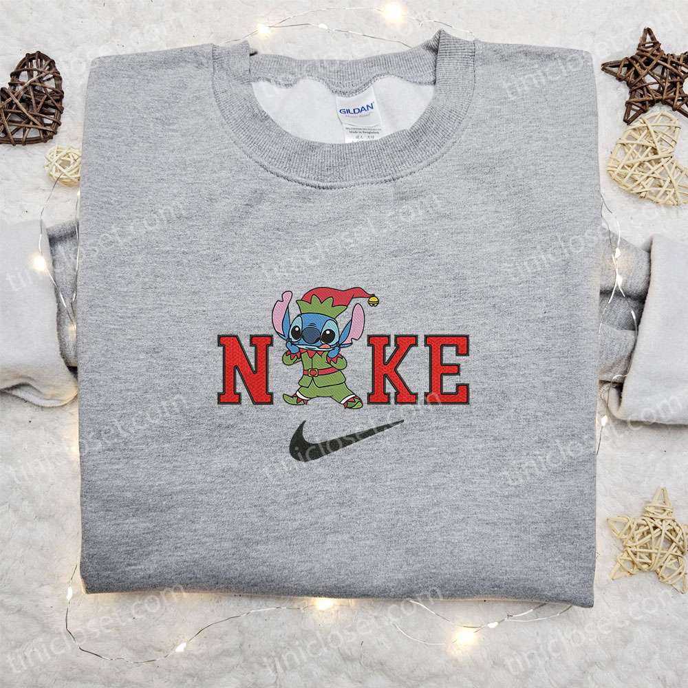 Stitch on Elf x Nike Embroidered Sweatshirt, Movie St. Patrick’s Day Embroidered Shirt, Best Birthday Gift Ideas