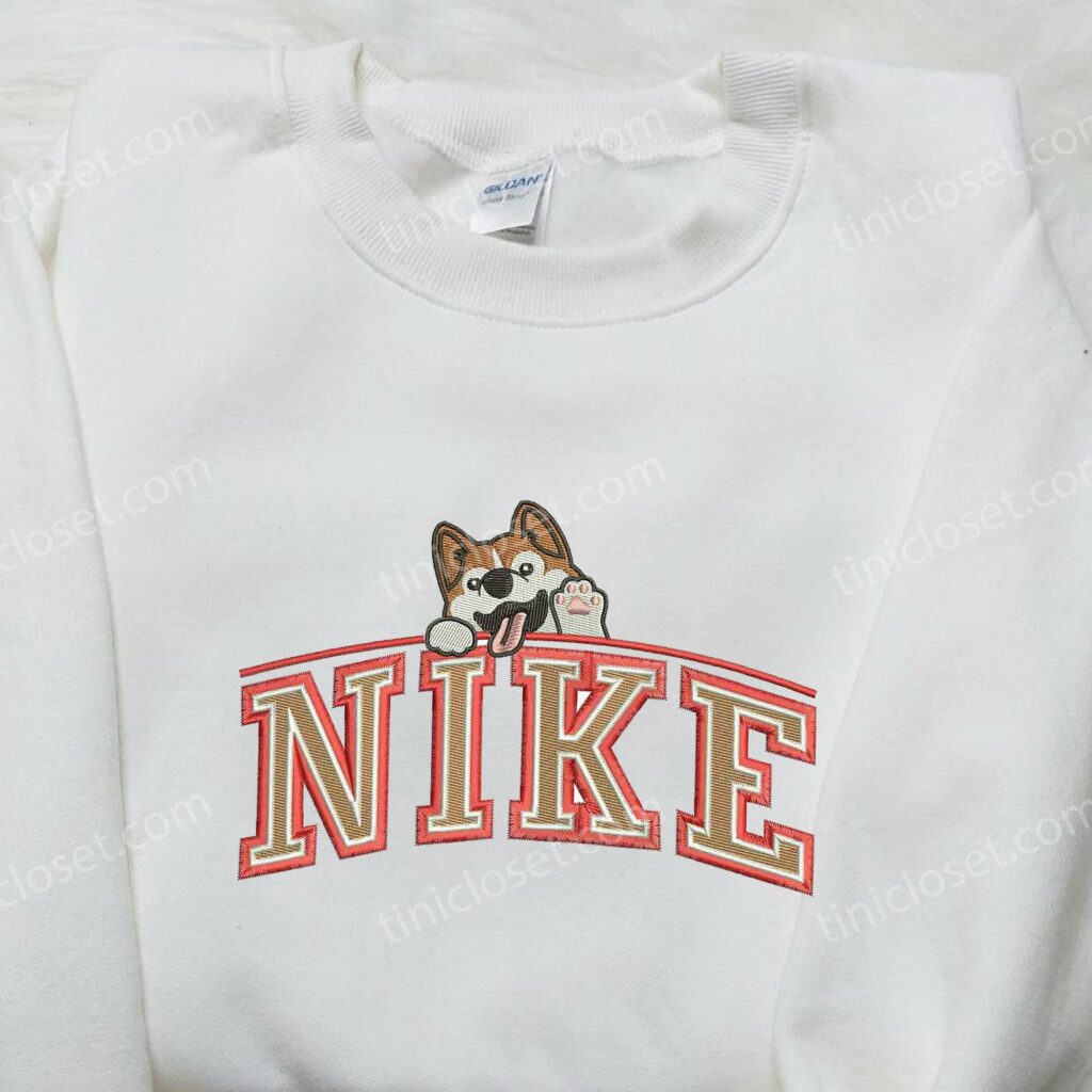 Corgi Hi x Nike Embroidered Shirt Animal Embroidered Shirt Custom Nike Embroidered Shirt 4 1