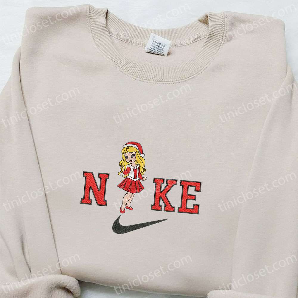 Baby Aurora Disney Christmas x Nike Embroidered Sweatshirt, Cartoon Christmas Embroidered Shirt, Best Christmas Gift Ideas