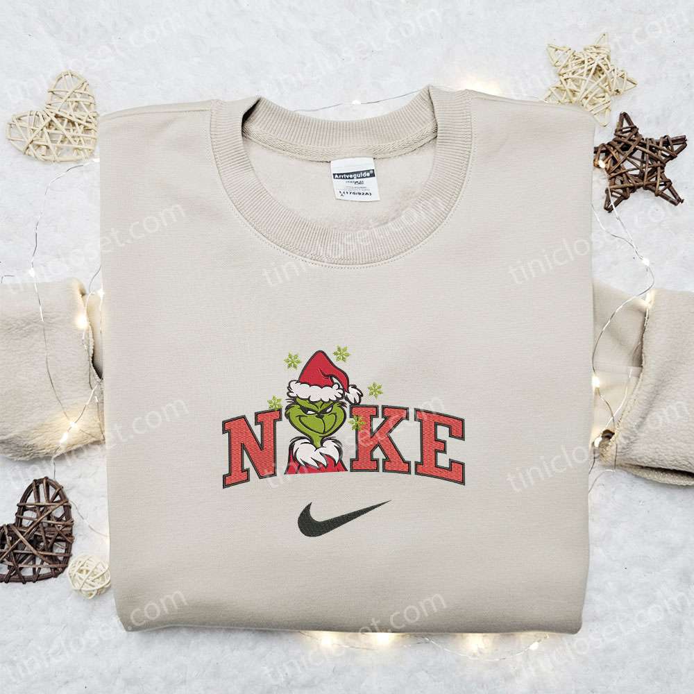 Grinch Hohoho x Nike Embroidered Sweatshirt, Movie Christmas Embroidered Shirt, Best Christmas Gift Ideas