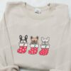 French Dogs In Christmas Socks Embroidered Sweatshirt, Animal Embroidered Shirt, Best Christmas Gift