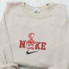Red Cheshire Cat Embroidered Sweatshirt, Disney Characters Embroidered Shirt, Best Gift Idea