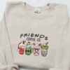 Xmas Friends Coffee Co Embroidered Sweatshirt, Christmas Embroidered Shirt, Best Holiday Gift Ideas