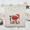 I Love Santa Embroidered Sweatshirt, Christmas Embroidered Shirt, Best Holiday Gift