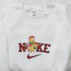 Nike x Christmas Pooh and Piglet Embroidered Hoodie, Disney Characters Embroidered Sweatshirt, Nike Inspired Embroidered Shirt