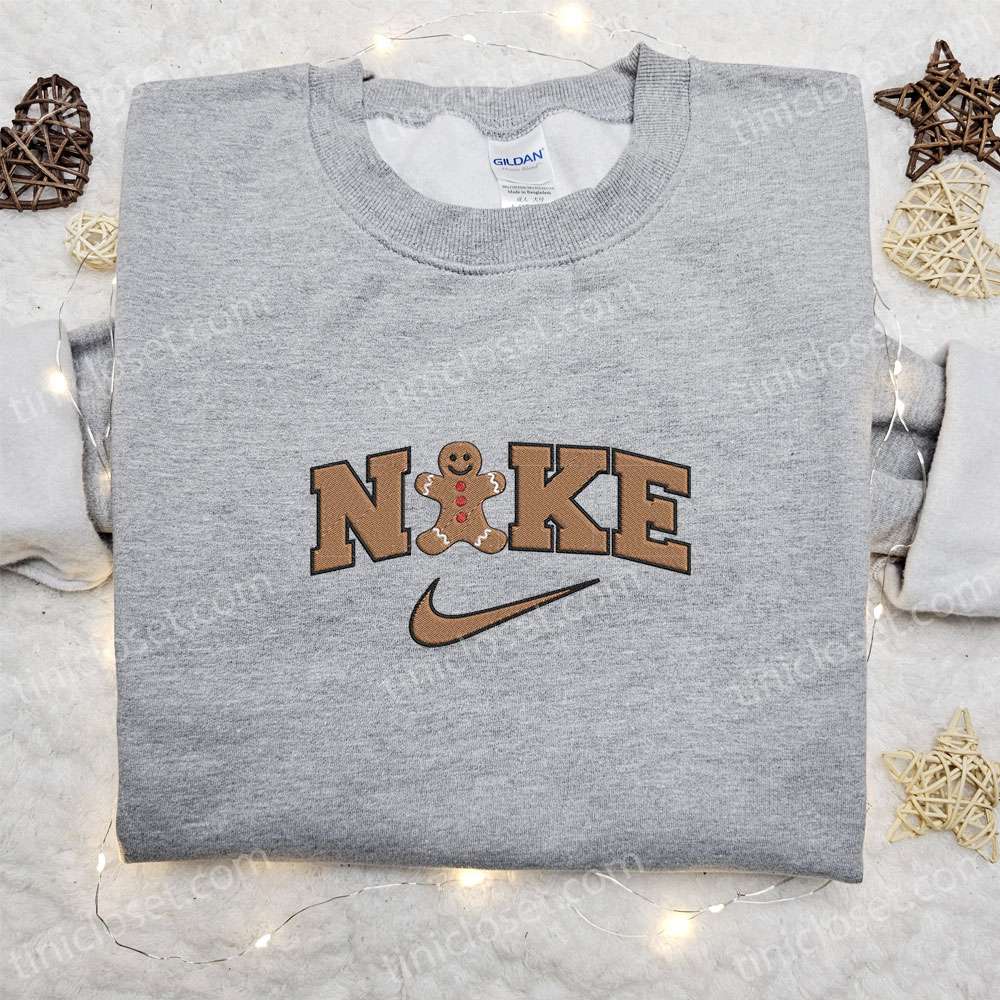 Gingerbread x Nike Embroidered Sweatshirt Christmas Embroidered Shirt Best Christmas Gift Ideas for Family 1 1