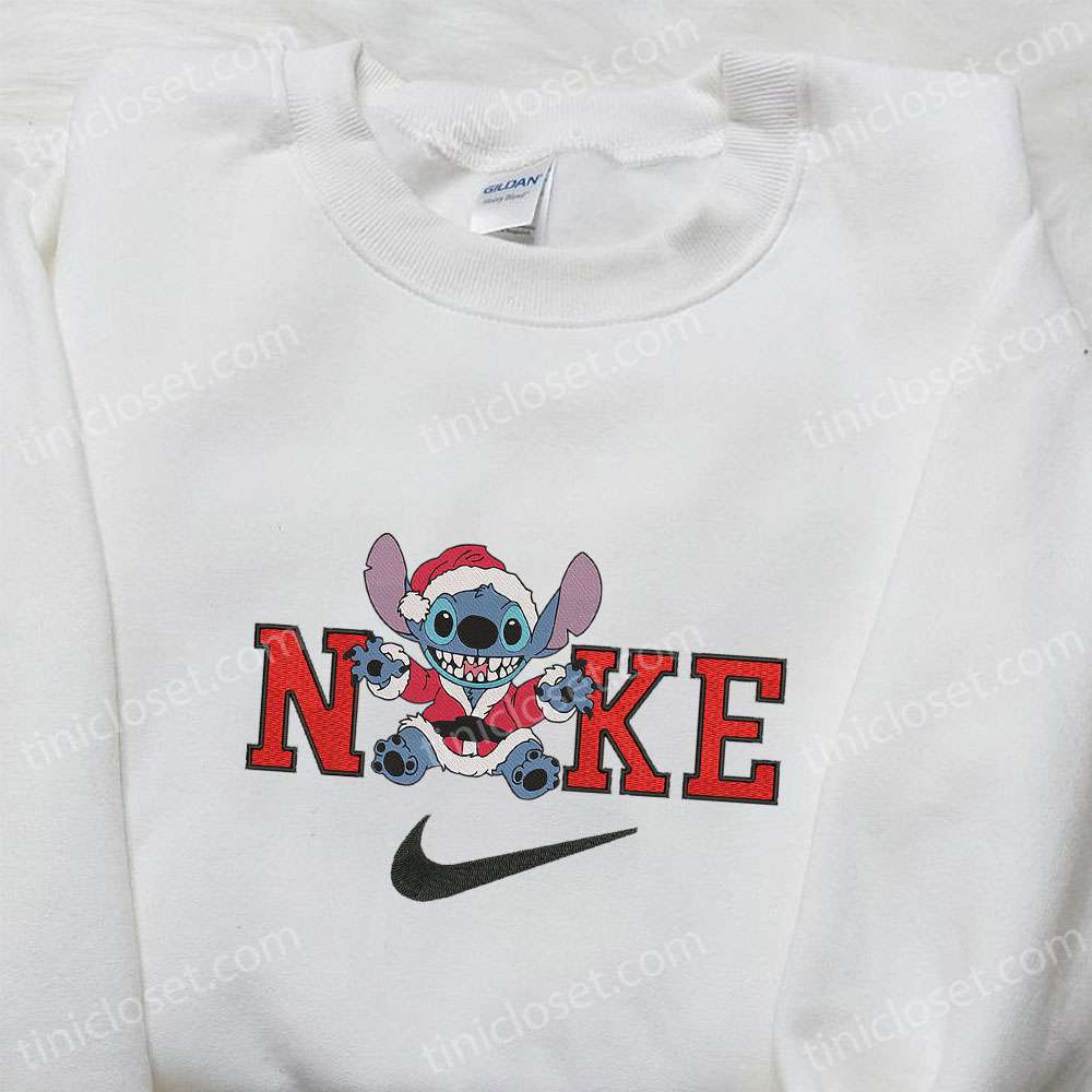 Stitch Smile Christmas x Nike Embroidered Sweatshirt Movie Christmas Embroidered Shirt Best Christmas Gift Ideas 3 1