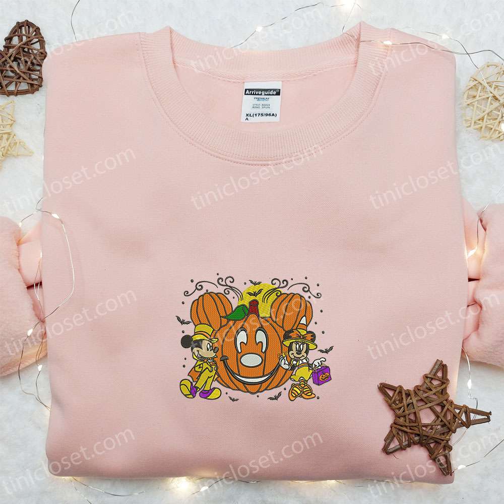 Mickey Minnie Halloween Pumpkin Embroidered Shirt Disney Halloween Embroidered Shirt Best Halloween Gifts for Family 2