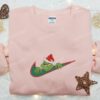 Christmas Grinch x Swoosh Embroidered Sweatshirt, Nike Inspired Embroidered Hoodie, Best Christmas Gift Ideas