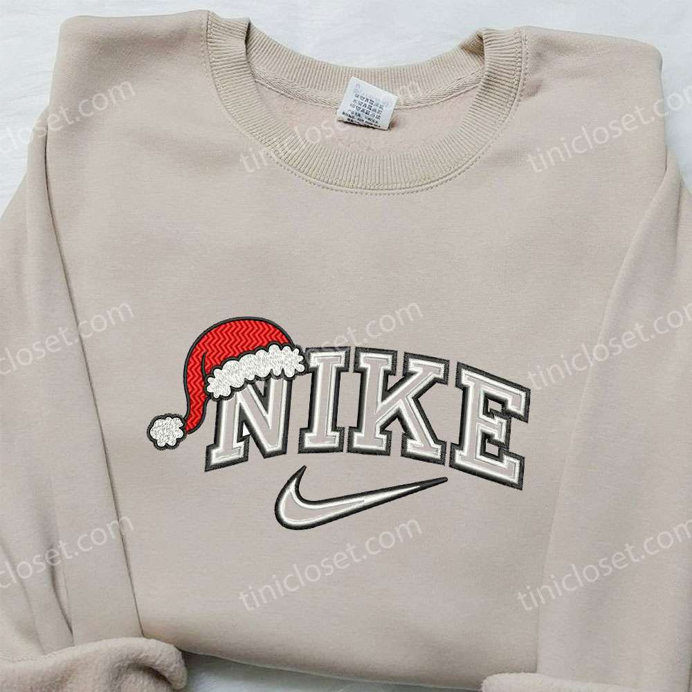 Nike x Santa Hat Embroidered Shirt Nike Inspired Embroidered Shirt Christmas Gifts for Family 4