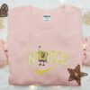 Funny SpongeBob Embroidered Sweatshirt, SpongeBob SquarePants Cartoon Embroidered Hoodie, Bestie Matching Shirts